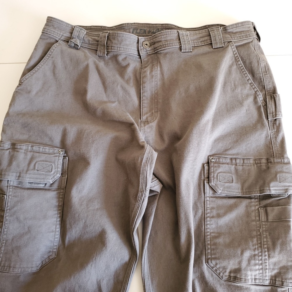 Duluth Trading Flex Fire Hose Cargo Work Pants Mens 42x30 Gray Relaxed Fit